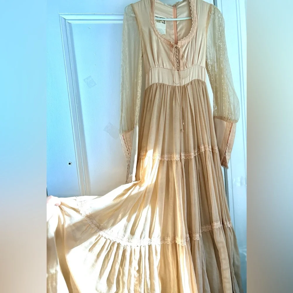 Vintage Gunne Sax by Jessica San Francisco Prairie Maxi Dress Size 7 - Picture 5 of 17